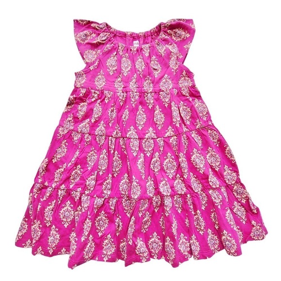 Tea Collection 3T Geometric Flutter-Sleeve Dress Fuchsia NWT - Picture 1 of 3